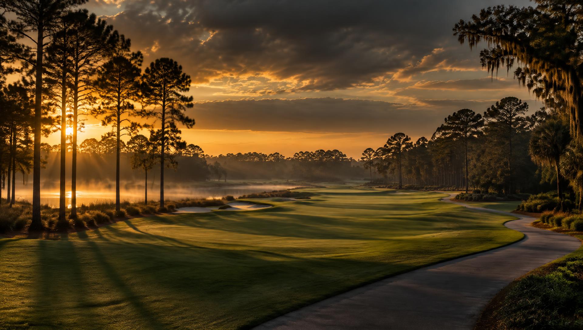 Sunrise over the fairway at Hilaman Golf Course